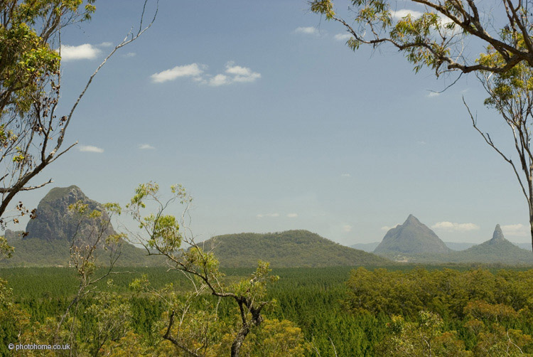 glass house mountains a view of the glass huse mountains, sunshine coast, Queensland Australia.